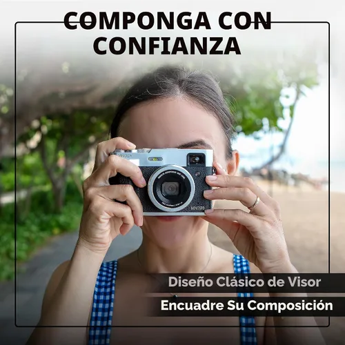 Vista 5 de Minolta Cámara digital retro – Compacta de 48MP con enfoque automático, video ultra HD de 5K, lente selfie trasera, zoom 16x, WiFi, pantalla LCD