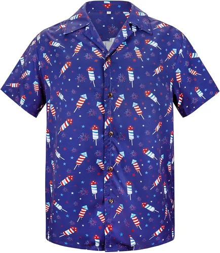 Vista 18 de American Trends Camisa hawaiana de manga corta con botones tropicales para Impresión de leopardo