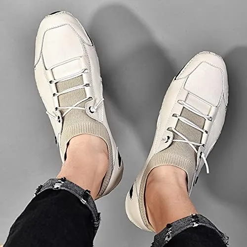 Vista 7 de Mocasines para hombre, zapatos de cuero, vestido casual hecho a mano, sin cordones, cómodos, para conducir, zapatos náuticos, para hombre