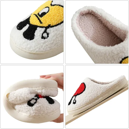Vista 2 de Bad Love Bunny Pantuflas para mujer y hombre, lindas pantuflas de dibujos animados para parejas, pantuflas de felpa de moda para interiores y hogar