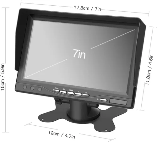 Vista 6 de Monitor de cámara de respaldo, 7 pulgadas digital TFT LCD color del coche pantalla de visión trasera DC 9V a 35v pantalla de cámara