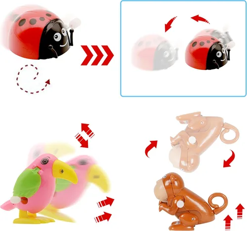 Vista 6 de Juego de 28 juguetes de relojería variados, juguetes de cuerda para fiestas de animales, gran regalo para niños, niñas, niños pequeños