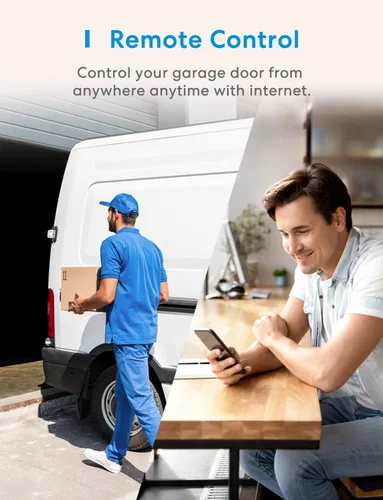Vista 3 de Meross - Control remoto inteligente para apertura de puerta de garaje, control por aplicación, compatible con Alexa y SmartThings, múltiples modos