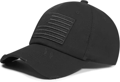 Vista 18 de IIN Gorra de béisbol con bandera estadounidense para hombres y mujeres, de perfil bajo, militar, militar, militar, para papá
