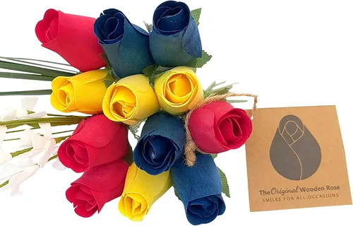 Vista 16 de Ramos originales de rosas de madera en 1, 2, o 3 docenas, Madera de abedul, 1 Docena