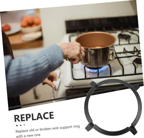 Vista 8 de Hemoton Reemplazar el soporte roto del wok: soporte de la estufa de gas del metal incluso calor antideslizante Wok Holder Estufa de gas