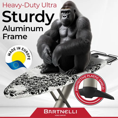Vista 4 de Bartnelli Tabla de planchar Pro Luxury – Superficie de planchado extra ancha de 51 x 19 pulgadas, construcción de aluminio ultra premium, incluye