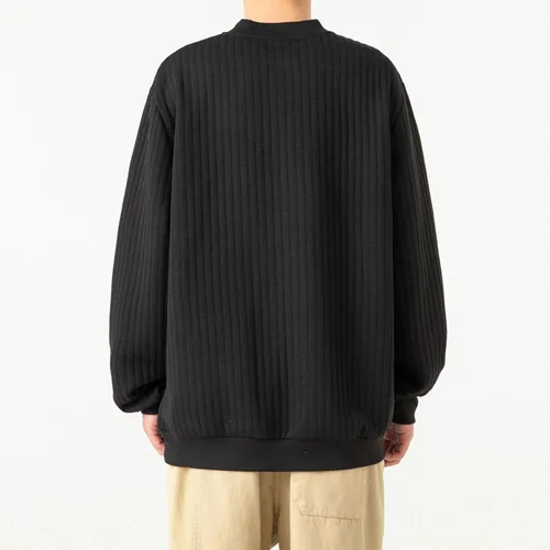 Vista 3 de Camisas de Manga Larga para Hombre, suéter de Punto ligero, suéter informal con botones, ajustado elástico