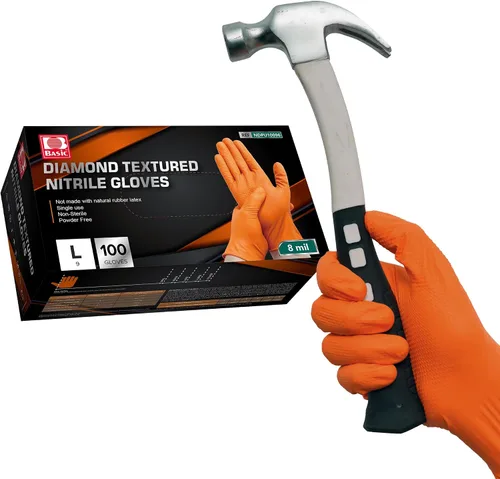 Vista 9 de Jointown Guantes Básicos de Nitrilo de Servicio Pesado, Guantes de Mecánico de Nitrilo Desechables de 8 Mil, con Textura de Diamante Elevada, Caja