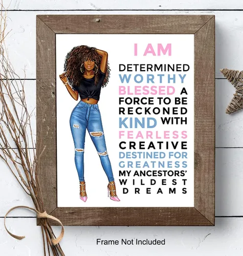 Vista 8 de Arte de pared negro motivacional para mujeres latinas hispanas étnicas afroamericanas, citas inspiradoras positivas, póster de decoración del hogar