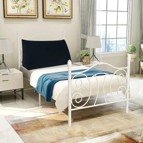 Vista 7 de WOWMAX Almohada de cuña para cabecera de cama de día, con funda extraíble, terciopelo negro, tamaño matrimonial