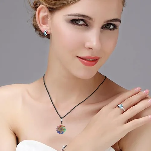Vista 5 de Collar de cristal de 7 piedras de chakras, curación de piedras preciosas, collar de mujeres y hombres, joyería del árbol de la vida, regalos