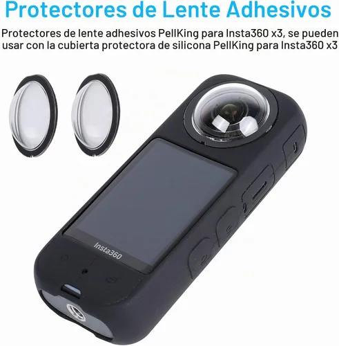 Vista 2 de PellKing Kit de accesorios de protección de cámara para Insta360 X3 Protector de lente/cubierta protectora de silicona/protectores