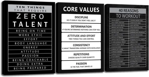 Vista 63 de Arte de Pared Motivacional 40 Razones para Entrenar 3 Piezas Pintura Impresión en Lienzo Decoración de Oficina Póster Mentalidad Millonaria