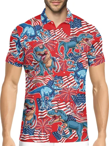 Vista 39 de HIVICHI Camisas de golf divertidas para hombre con patrón estampado loco colorido y novedad de alto rendimiento que absorbe la humedad, camisa tipo
