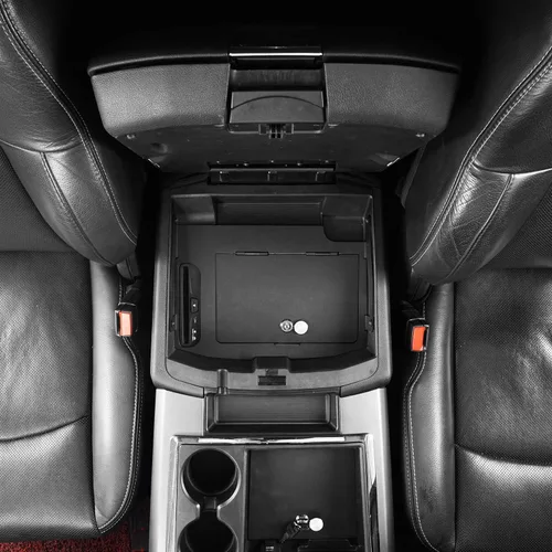 Vista 3 de Hooke Road RAM 1500 Caja Fuerte de Consola de Seguridad con Cerradura Caja de Bóveda Consola Central Almacenamiento Interior para Camioneta Dodge