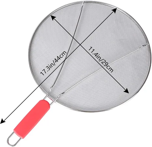 Vista 2 de Pantalla contra salpicaduras para sartén: protector de salpicaduras de grasa de acero inoxidable para cocinar, pantalla de malla para freír mantiene