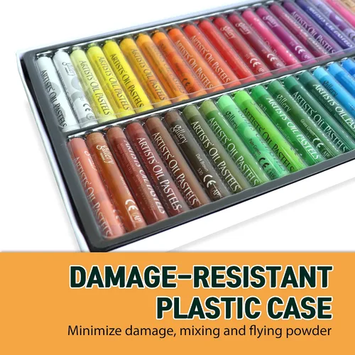 Vista 2 de HA SHI - Pasteles al óleo para artistas, 48 colores + 2 50 oil pastel sticks (48 colors + extra black & white). Creamy, blendable color that mixes