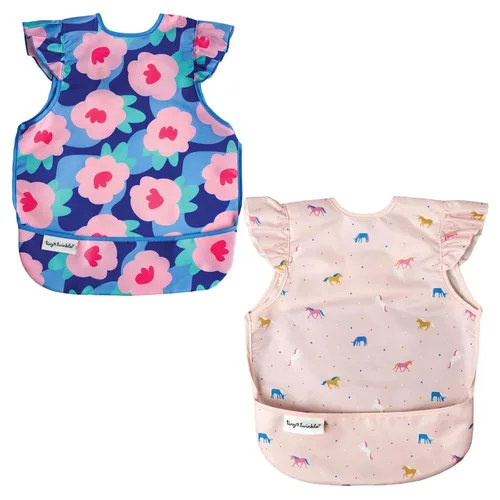 Vista 15 de Tiny Twinkle Baberos para bebé a prueba de desorden Paquete de 2 baberos impermeables para comer Delantal de bebé para alimentación, lavable a