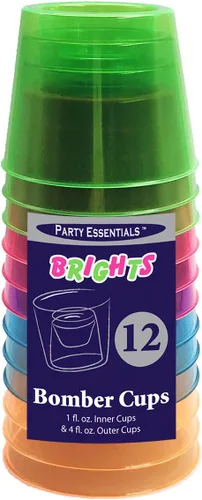 Vista 3 de Party Essentials Vasos bombarderos de plástico duro de 4 onzas, neón surtidos, 12