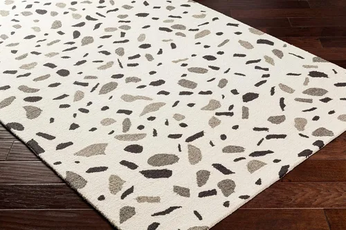 Vista 3 de Hauteloom Sala - Alfombra de lana para sala de estar, dormitorio, rosa, negro, gris, 2 x 3 pies