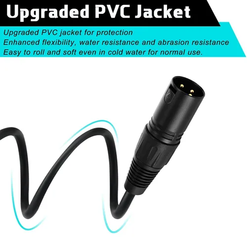 Vista 2 de Xuhal 10 cables de señal DMX flexibles de 3.2 pies de 3 pines, cables de señal DMX de 3.3 ft con conectores de metal, conexión XLR macho a hembra