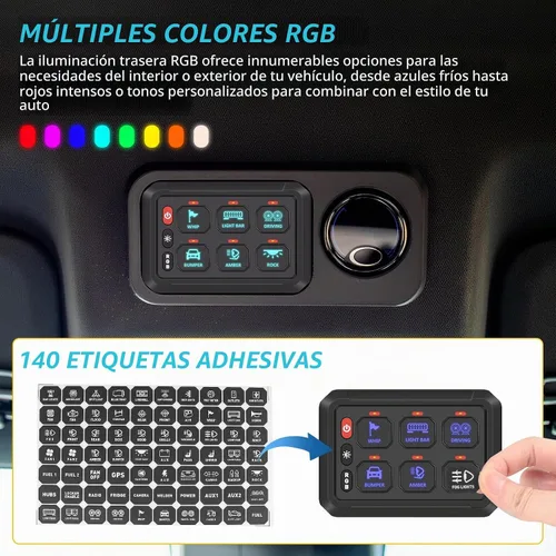 Vista 8 de Chelhead Panel de interruptor Bluetooth de 6 bandas con disyuntor