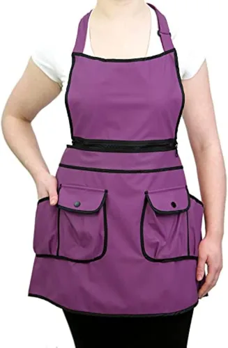 Vista 16 de CHARLENE Courtney Convertible Zip Delantal #9044 Frambuesa/Negro