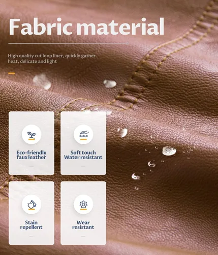 Vista 5 de CREATMO US Chaqueta de piel sintética para hombre, impermeable, resistente al viento, PU con capucha extraíble