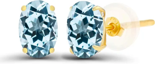 Vista 55 de Aretes ovalados de plata de ley 925 maciza chapados en oro de 0.236 x 0.157 pulgadas con piedra natal genuina para mujer Aretes de tuerca Amatista