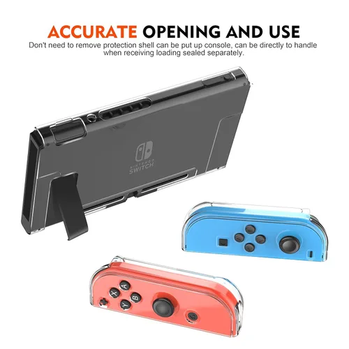 Vista 2 de ZIIDII Dockable Switch Case for Nintendo, Nintendo Switch Games Protective Hard Carrying Clear Cover Case for Nintendo Switch Console Joy Con