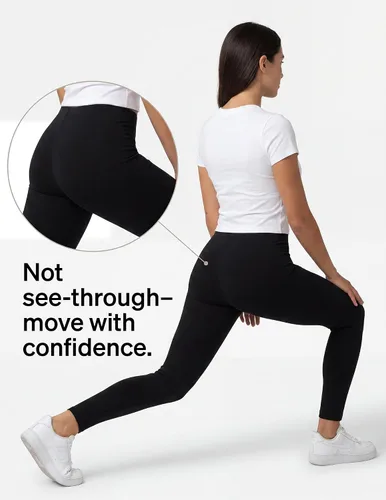 Vista 6 de no nonsense Leggings para mujer: cintura elástica suave al tacto de algodón Negro