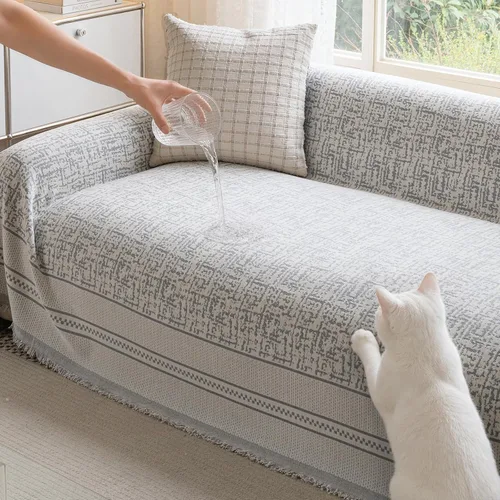 Vista 10 de 71"x71" Reversible Boho Chenille Couch Cover Sofa Slipcover for Dogs Fade-Resistant Sofa Cover for 2-3 Cushion, L-Shape Sectional Sofa Soft