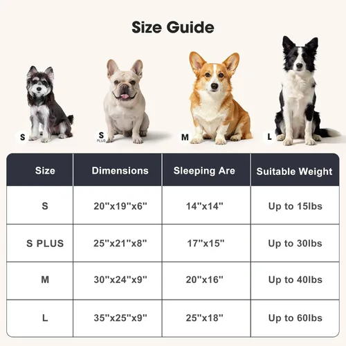 Vista 6 de GASUR Camas para Perros Tamaño Small Plus, Cama Lavable para Perros Pequeños, Sofá Cama Ortopédico para Mascotas, Cuna para Mascotas con Base