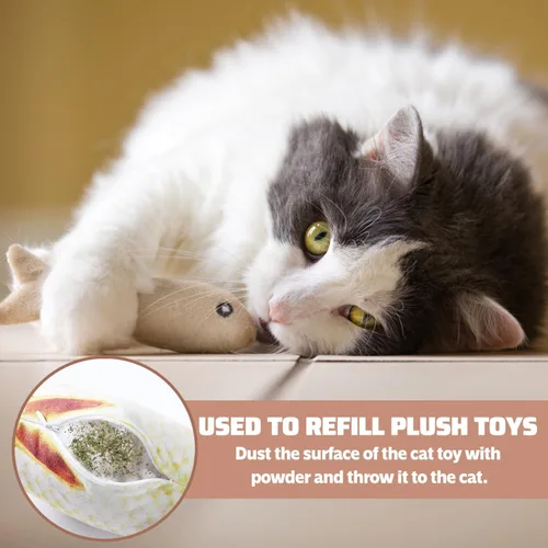 Vista 3 de Hierba gatera seca fresca orgánica para gatos, 100% natural, segura y no adictiva, juguetes recargables de hierba gatera para gatos y gatitos