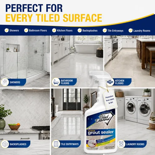 Vista 4 de SELLADOR DE LECHADA ULTIMO – Protección profesional para azulejos, piedra y lechada para duchas, pisos y salpicaderos Fácil de limpiar, repelente