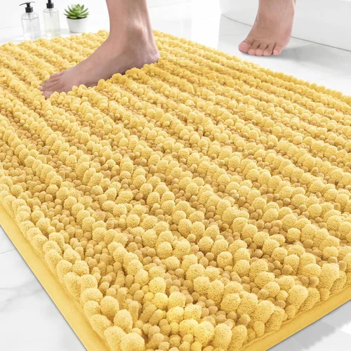 Vista 26 de Yimobra Alfombras de Baño Antideslizantes Lavables - Alfombra de Baño de Chenilla Ultra Suave Absorbente, Alfombra Peluda de Secado Rápido para Negro