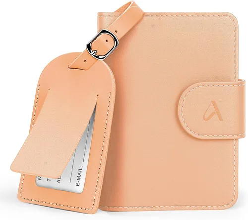 Vista 14 de ALLIVE Soporte para pasaporte para viajes, soporte para pasaporte Rfid para mujeres y hombres, funda de pasaporte de cuero genuino para viaje