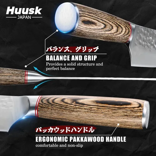 Vista 9 de Huusk Juego de 3 cuchillos de carnicero con cuchillo de cocina japonés