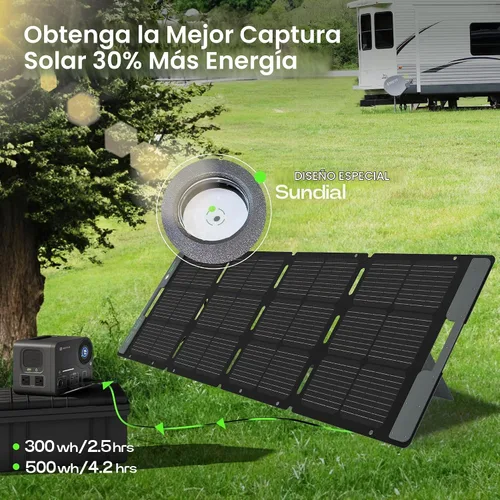 Vista 7 de ACACIA Panel solar portátil y biodegradable de 120 W para estación de energía de 300/500/1000/1500 W, cargador solar con soporte ajustable, célula
