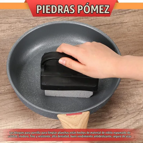 Vista 7 de Dunzy Paquete de 9 parrillas de limpieza de ladrillos con bloques de piedra pómez, limpiador de parrilla de limpieza de parrilla con mango
