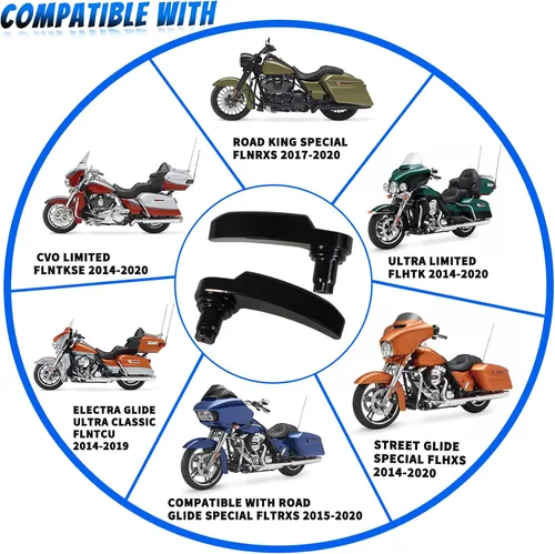 Vista 6 de Kit de Pestillo Negro de Alforja de Motocicleta Elevador de Alforja Compatible con Harley Davidson Touring Street Glide, Electra Glide, Road King