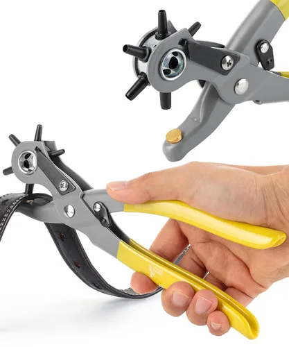 Vista 10 de UNCO- Herramienta de perforación de cuero para perforación, 5/64", 3/32", 7/64", 1/8", 5/32", 3/16" 6 Different Hole Sizes, Durable Hole Punch for