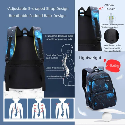Vista 5 de MITOWERMI Mochila para Niños y Niñas de Escuela Primaria, Mochila Escolar para Niños, Mochilas de Libros para Niños, Mochila Primaria de Jardín