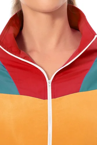 Vista 11 de Conjunto de traje de pista de bloque de color de los años 80, rompevientos de manga larga de los años 90, traje deportivo casual para mujer