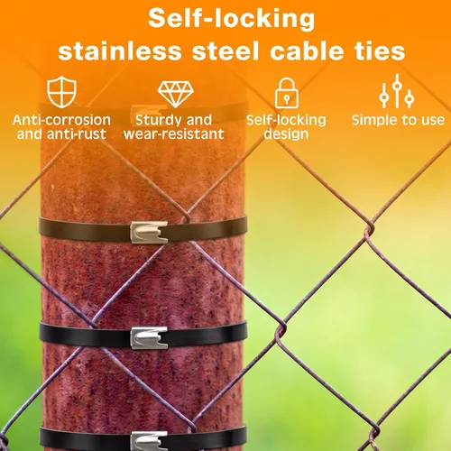 Vista 5 de Therwen 300 Pcs Metal Zip Ties Heavy Duty 304 Stainless Steel Multi Purpose Self Locking Cable Ties for Exhaust Machinery Fence Farm Pipe Roof