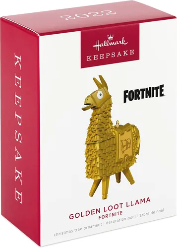 Vista 3 de Hallmark Keepsake Adorno de Navidad 2022, llama de botín dorado de Fortnite