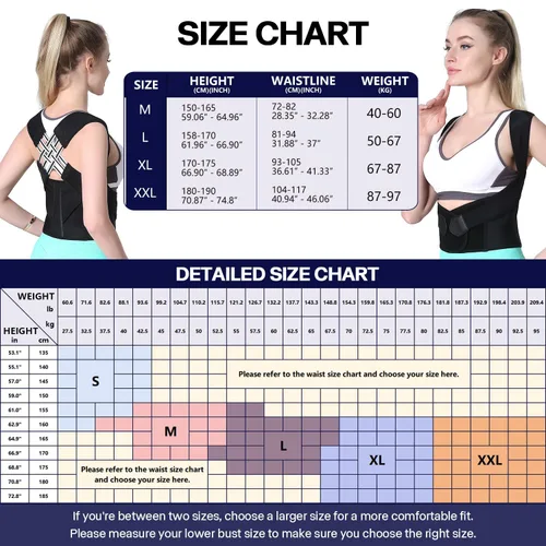 Vista 3 de Corrector de postura para mujeres y hombres, enderezador de hombro ajustable, soporte de espalda, escoliosis de la columna superior, jorobado (XL)
