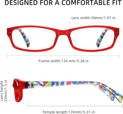 Vista 4 de Reading Glasses for Women, Rectangle Readers for Women with Blue Light Blocking Spring Hinge Eyeglasses UV Filter