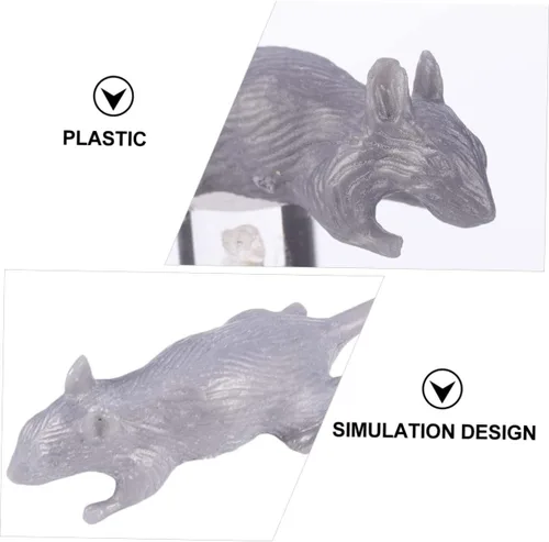 Vista 4 de KICHOUSE 10pcs Halloween Simulation Mouse Prank Lightweight Reusable Plastic Fake Mice for Party Decoration and Haunted House Props Realistic Gray